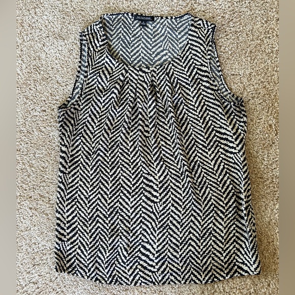 Notations Tops - Black and White Sleeveless Top